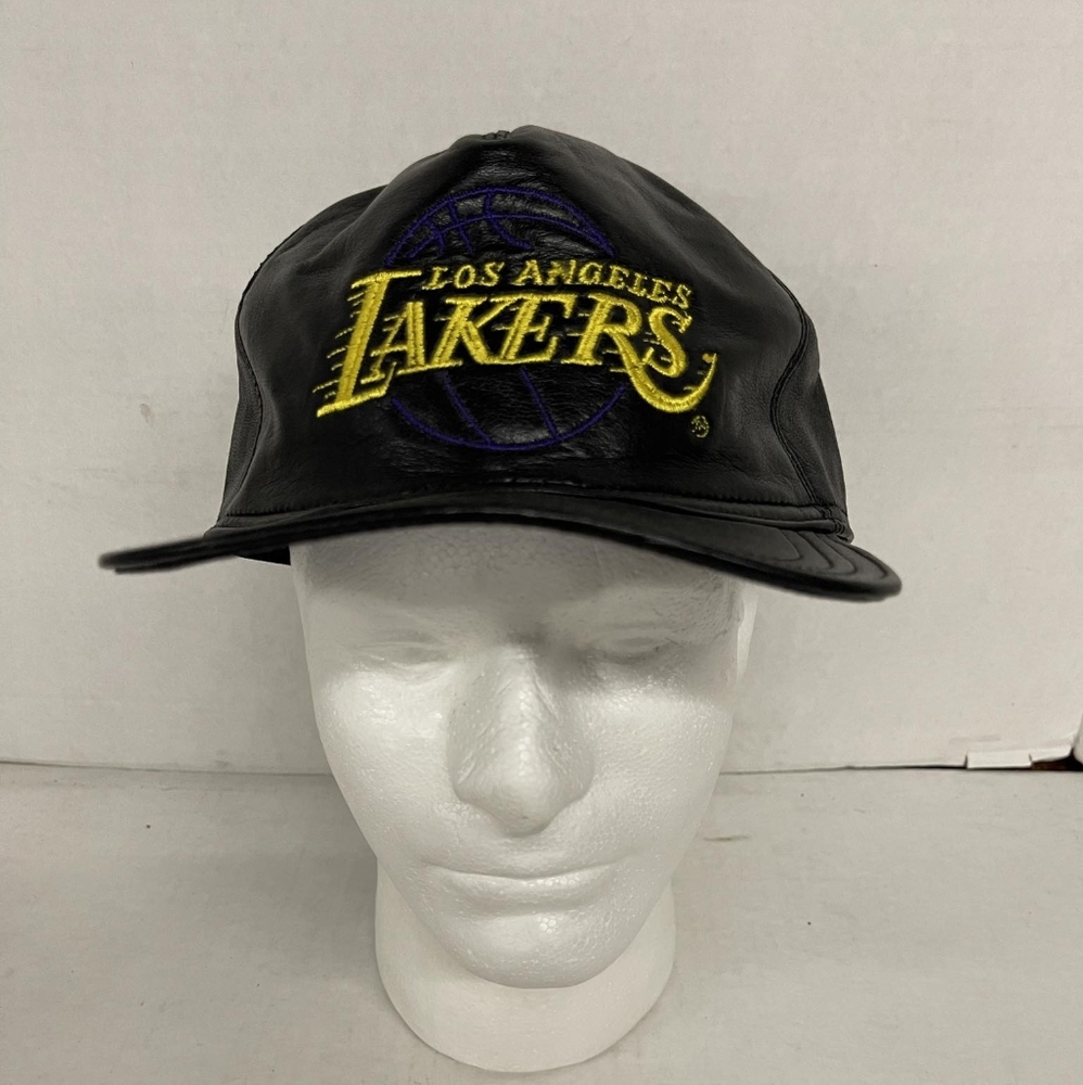 Vintage 90s Leather LA Lakers Hat